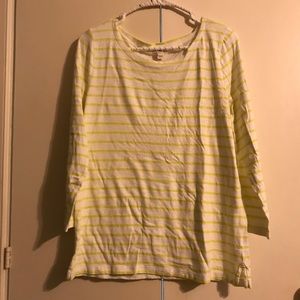 J. Crew Size L yellow-green stripe 3/4 shirt